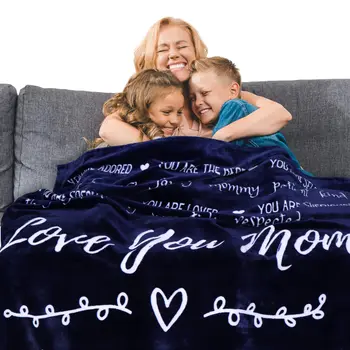 Люблю тебя, мама, подарок маме, одеяло на день рождения, одеяла для мамы, цитаты о любви и признательности от мамы сына и дочери Синий