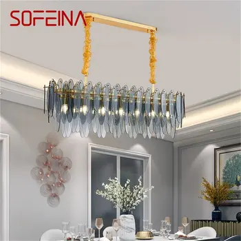Люстра SOFEINA, Прямоугольная подвесная лампа, домашний светодиодный светильник в постмодернистском стиле для гостиной, столовой
