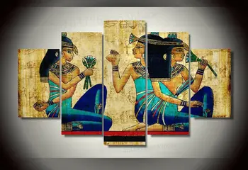 Маат Исида Египетская Богиня Леди Истины Папирус 5 Панелей Печать На Холсте Настенные Художественные Картины Плакат Домашний Декор 5 Шт. Декор Комнаты