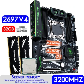 Материнская плата HUANANZHI X99 F8 X99 С процессором Intel XEON E5 2697 v4 с 32 ГБ 2 * 16 ГБ 3200 МГЦ DDR4 REG ECC Memory Combo Kit Set NVME