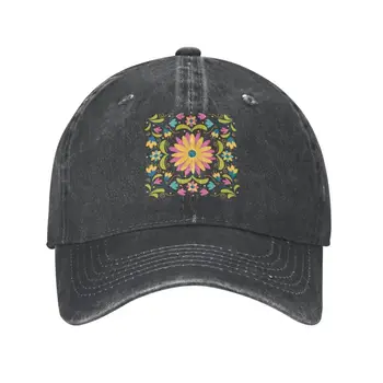 Мексиканская бейсболка с цветочным узором Отоми, уличная Мужская Женская бейсболка с регулируемой народной цветочной текстурой, Весенняя шляпа для папы