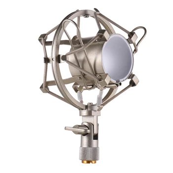 Металлический универсальный конденсаторный микрофон MicShock с креплением на кронштейне с защитой от вибрации для студийной записи музыки онлайн-вещания
