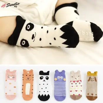 Милые детские носки с 3D мультяшными животными Для младенцев, противоскользящие носки для пола Для маленьких мальчиков и девочек, носки с животными