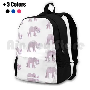 Милый Слоненок с цветами в руках |Розовый Походный рюкзак для походов на открытом воздухе, Водонепроницаемый, для кемпинга, для путешествий, Слоненок, Художественные цветы