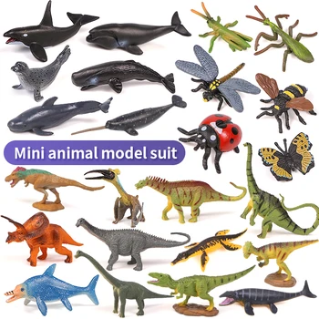 Мини-насекомые, динозавры, морские животные, модель фермы, классические фигурки морских обитателей, ПВХ, Прекрасная развивающая игрушка для детского подарка
