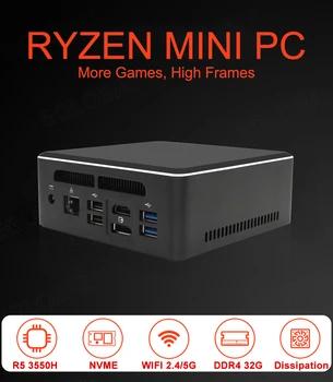 Мини-ПК AMD Ryzen 7 3750H 2700U Четырехъядерный Графический процессор Vega 10 2 * DDR4 M.2 NVME Настольный игровой компьютер Windows 11 4K HDMI2.0 DP WiFi