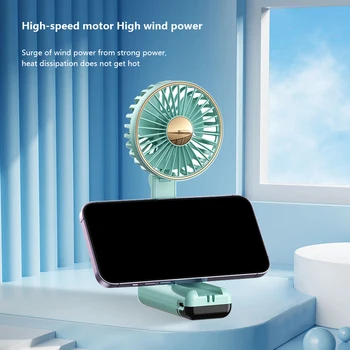 Мини-портативный вентилятор, цифровой дисплей, складной ручной вентилятор, перезаряжаемый через USB, Регулируемый на 5 скоростей, многофункциональный без звука для домашнего офиса