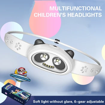 Мини-фара для кемпинга с фиксированным фокусом, детский головной фонарик емкостью 800 мАч, 6 режимов регулировки оголовья, Рождественский подарок для детей