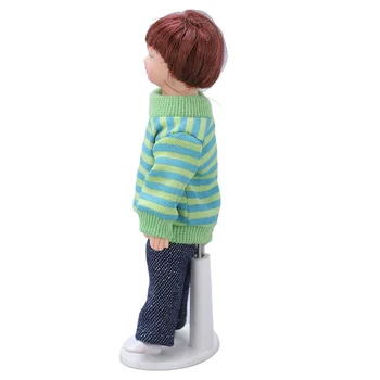 Миниатюрная кукла-мальчик в масштабе 1: 12, зеленый свитер, каштановые волосы, мини-фигурки мальчиков для украшения