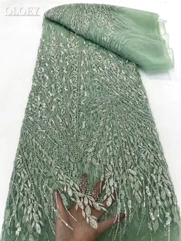Модная Высококачественная французская вышивка, тяжелая кружевная ткань для жениха, Африканская Нигерийская ткань с блестками Для свадебного платья.