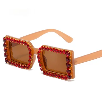 Модные маленькие прямоугольные женские роскошные солнцезащитные очки Diamond y2k, винтажные очки Jelly Tea, мужские солнцезащитные очки трендовых оттенков UV400