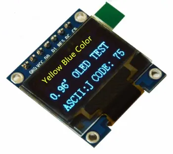 модуль OLED-дисплея 0,96 дюйма с базовой платой PCB желто-синего цвета, контроллер SSD1306, 7-контактный интерфейс SPI