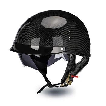 Мотоциклетные шлемы из углеродного волокна для мужчин, ретро мотокроссовый полушлем, винтажные мотоциклетные шлемы, сертифицированные Dot, защитный колпачок