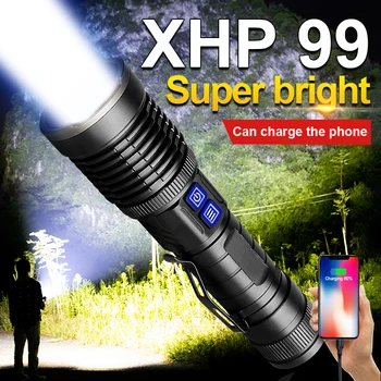 Мощные светодиодные фонари Телескопический Зум XHP99 Срок службы лампы для кемпинга на открытом воздухе Водонепроницаемый Аварийный USB Перезаряжаемый светодиодный фонарик