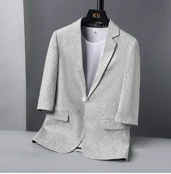 мужская однобортная куртка с пряжкой из смеси хлопка и шерсти, модный приталенный маленький костюм, повседневное мужское пальто