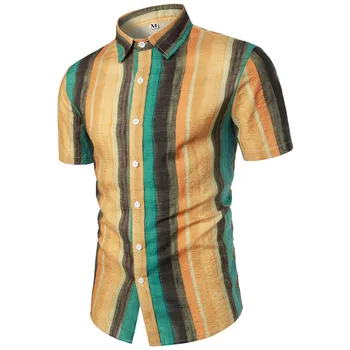 Мужская рубашка с отворотом, модная повседневная однотонная рубашка с короткими рукавами, мужские рубашки большого размера, уличная рубашка
