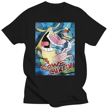 Мужская футболка с изображением коровы и цыпленка, забавная футболка, новинка, женская футболка