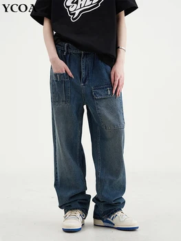 Мужские брюки, мешковатые джинсы, брюки-карго, корейская мода, Y2k, уличная одежда, хип-хоп, повседневная винтажная эстетическая одежда унисекс