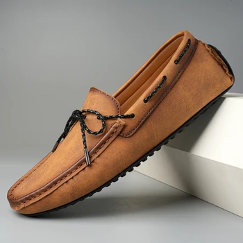 Мужские Лоферы из высококачественной кожи, Мужская Повседневная обувь без застежки, Мокасины, мужская обувь на плоской подошве, Модная мужская обувь, Мужская обувь для вождения, Размер 38-49