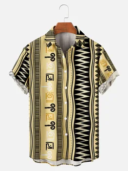 Мужские рубашки с гавайским принтом, топ с коротким рукавом, повседневная модная мужская летняя свободная рубашка