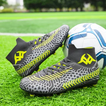 Мужские футбольные бутсы с серым принтом 2023 года Комфортные дышащие мужские футбольные бутсы Унисекс Футбольные кроссовки с высоким берцем Chaussure De Football