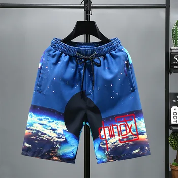 Мужские хлопчатобумажные повседневные шорты The Universe Sky Element, летние пляжные шорты, мужская одежда, пляжные шорты, модные короткие штаны для астронавтов