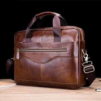 Мужской портфель из воловьей кожи, мужские сумки из натуральной кожи, сумки через плечо, высококачественные Роскошные деловые сумки-мессенджеры для ноутбука