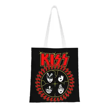 Музыкальная рок-группа Kiss, сумка для покупок, женская сумка для покупок, милые сумки для покупок в стиле Demon Thriller Rock, сумки через плечо, сумки большой емкости