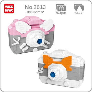 Мультяшная камера Weagle 2613, машинка для мыши с бантом, модель животного, сделай сам, мини-алмазные блоки, кирпичи, строительная игрушка для детей, подарок без коробки