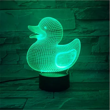 Мультяшный 3D ночник, милая утка, животное, Многоцветная сенсорная кнопка дистанционного управления, светодиодное освещение В качестве детских рождественских игрушек, подарков 559