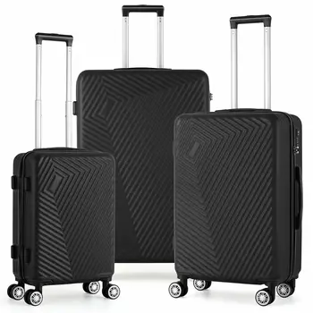 [На складе в США] Черный багаж 20-дюймовый посадочный багаж Маленький дорожный чемодан с вращающимся колесом ABS Багаж