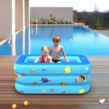 Надувная детская ванна с рисунком рыбы в 2/3 слоя, большой надувной квадратный бассейн, детский бассейн для домашнего использования