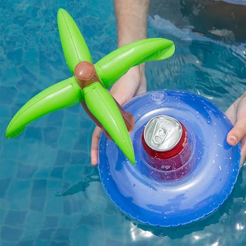 Надувная подставка для чашек с поплавком, кокосовая пальма, подстаканник для напитков, Летний бассейн с водой, Надувные игрушки для плавания, Пляжная вечеринка, Аксессуары для бассейна