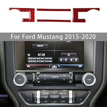 Накладка для CD-панели центральной консоли из настоящего углеродного волокна 4x для Ford Mustang 2015-2019 Наклейка на молдинги интерьера