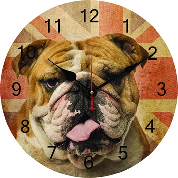Настенные часы для собак Гостиная Спальня Круглые Бесшумные Часы Столовая Украшение офиса Часы Навесные Навесные Арт-декор