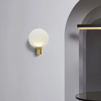 Настенный светильник Nordic Copper Gold, Круглое стеклянное бра, декор интерьера, Креативный светильник для гостиной, фона, коридора, прохода, спальни