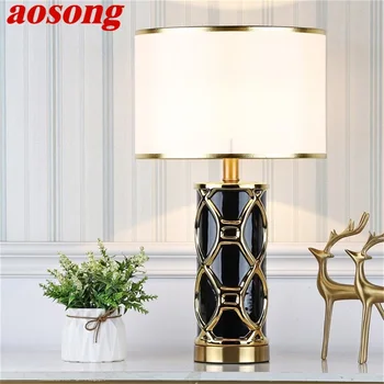 Настольные лампы AOSONG, Роскошный Современный Тканевый светильник, Декоративный для дома, Прикроватной тумбочки, спальни