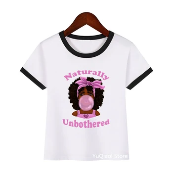 непринужденная Африка, черные девушки, выдувающие розовые пузыри, футболка с изображением девочек, детская одежда с меланином, футболка для девочек