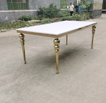 Нержавеющая сталь, золото, 1,8 м, МДФ, настольный свадебный стол, белый стол для вечеринок