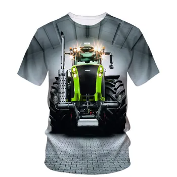 Новая летняя мужская футболка с рисунком сельскохозяйственной машины, уличная индивидуальность, креативный O-образный воротник, 3D HD печать, свободная повседневная рубашка оверсайз