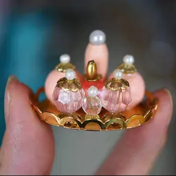 Новая миниатюрная имитация кукольного домика, Золотой Поднос, Розовая модель чехла для духов для кукольных аксессуаров Barbies ob11