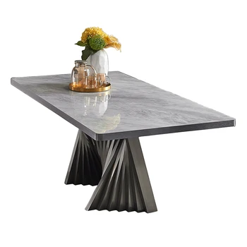 новая модель 2022 года, обеденный стол для маленькой семьи, стол для переговоров в домашнем магазине, итальянский обеденный стол из яркой каменной плиты на заказ