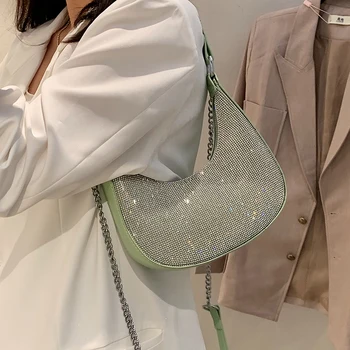 Новая роскошная брендовая сумка с бриллиантами под мышками, новая высококачественная женская дизайнерская сумка из искусственной кожи, сумка-мессенджер на цепочке через плечо, кошельки