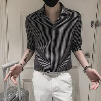 Новое поступление, мужская хлопковая футболка с коротким рукавом + комплект брюк, Однотонная модная повседневная однотонная удобная повседневная рубашка с длинным рукавом A79