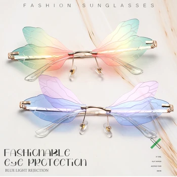Новые бескаркасные Солнцезащитные очки со стразами в виде бабочки, Женские Модные дизайнерские солнцезащитные очки в стиле стимпанк, Ретро-очки, Принадлежности для вечеринок, Инструменты