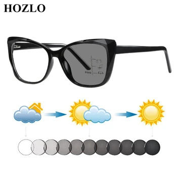 Новые Большие женские Мультифокальные очки с Кошачьим глазом TR90, Прогрессивные Фотохромные Очки для чтения, Женские Солнцезащитные очки для близорукости, Женские очки для дальнозоркости.