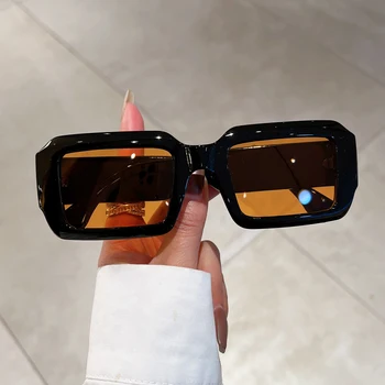 Новые Винтажные Прямоугольные Солнцезащитные очки Модные Квадратные Очки ярких оттенков, Модные женские очки в стиле ретро, Дизайн бренда UV400, Солнцезащитные Очки