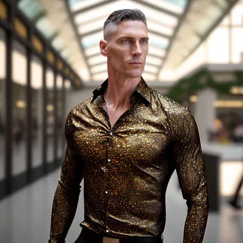 Новые дизайнерские рубашки с вышивкой для мужчин, шелковая мода Four Seasons с золотым отворотом и длинным рукавом, подходит для деловых вечеринок Barry.Wang CY-0426