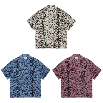 Новые рубашки с пятнистым леопардовым принтом WACKO MARIA Для мужчин и женщин, высококачественная гавайская рубашка WACKO MARIA, топ, футболка