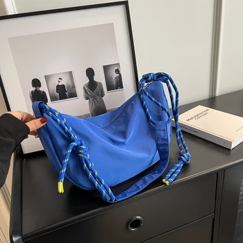 Новые сумки через плечо из нейлоновой ткани, винтажная однотонная сумка-бродяга, повседневная диагональная сумка большой емкости, модная универсальная женская сумка